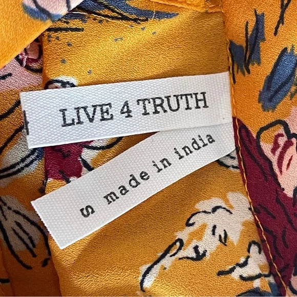 Live 4 Truth Mustard Floral Choker V-Neck Crop Blouse - Picture 4 of 4